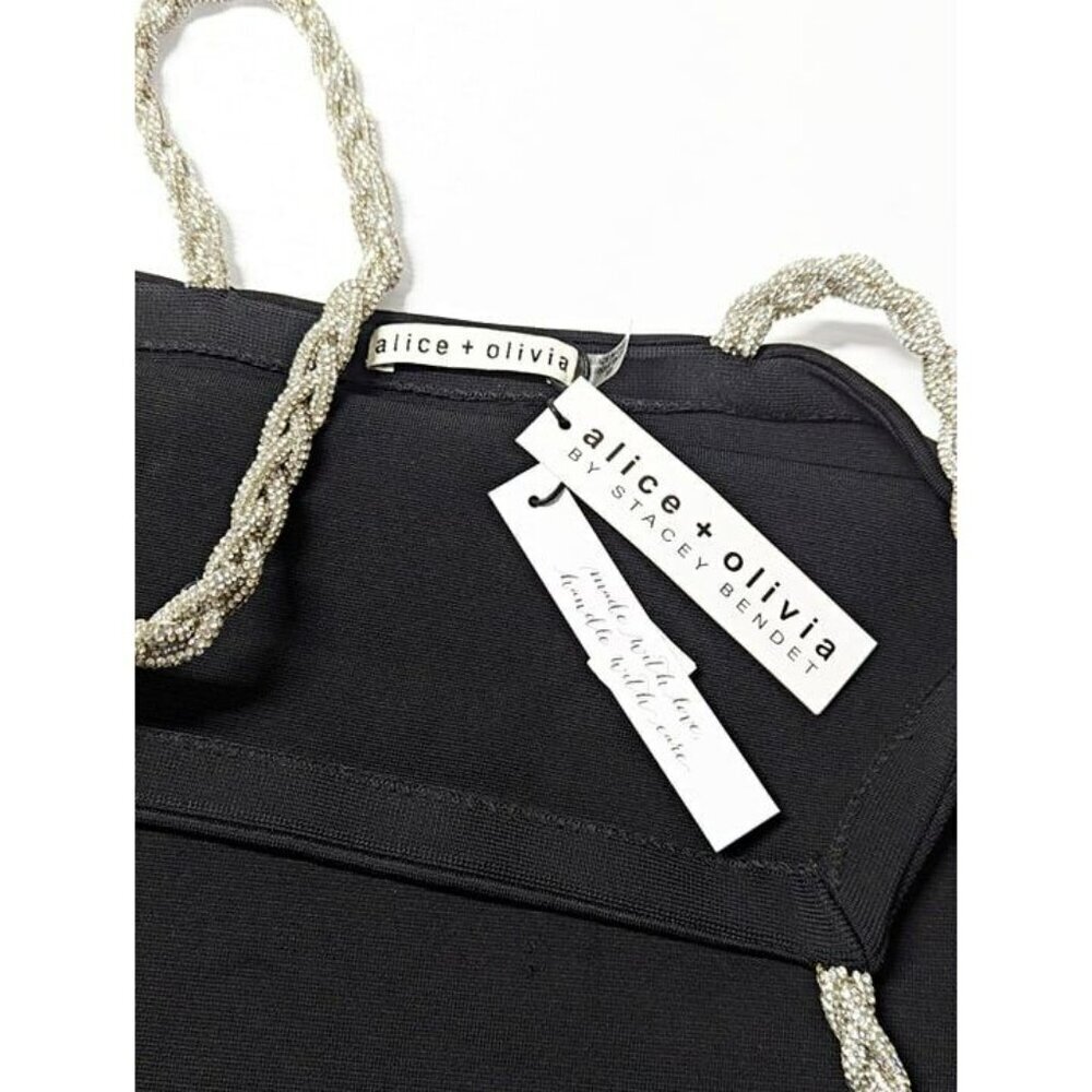 Alice + Olivia Valda Women's Embellished Strap Black Dress Size S (MSRP $440) - Picture 5 of 7